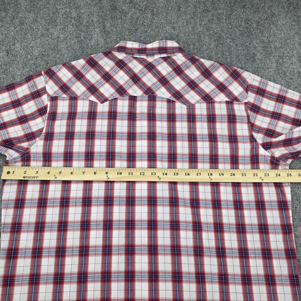 Wrangler Shirt Mens XLT Red White Blue Plaid Wrancher Pearl Snap Western Rodeo - Picture 5 of 15